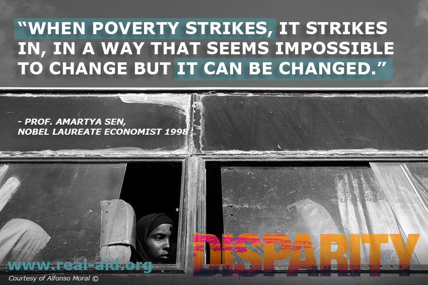 Disparity Film Poster, When Poverty Strikes quote, Women on bus image